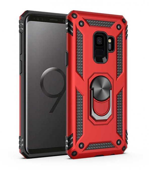 Samsung Galaxy S9 Kılıf Sofya Yüzüklü Standlı Zırhlı Silikon Kılıf - 3