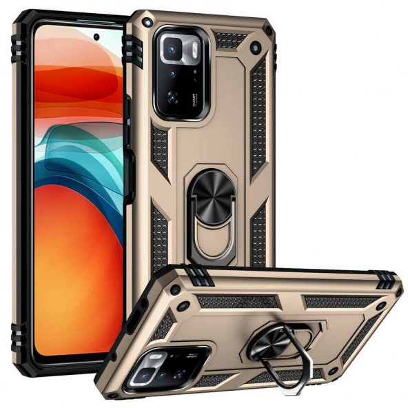 Xiaomi Poco X3 GT Kılıf Sofya Yüzüklü Standlı Zırhlı Silikon Kılıf - 4