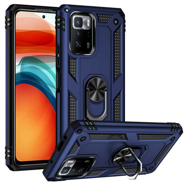 Xiaomi Poco X3 GT Kılıf Sofya Yüzüklü Standlı Zırhlı Silikon Kılıf - 5