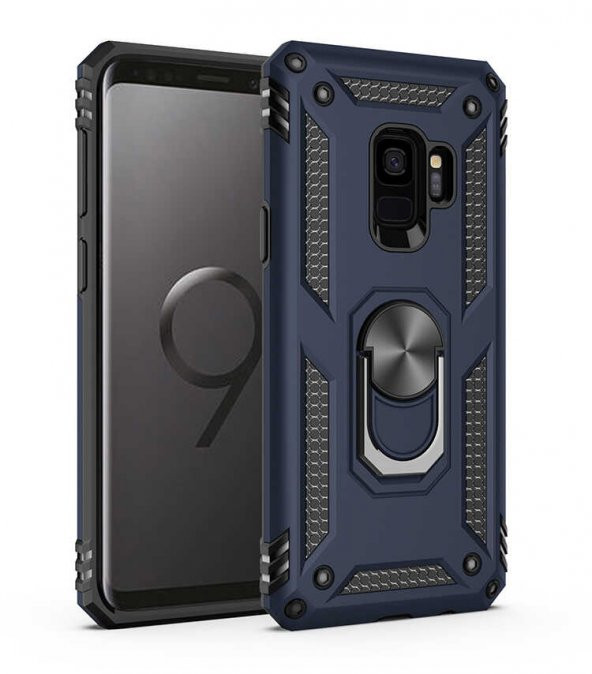 Samsung Galaxy S9 Kılıf Sofya Yüzüklü Standlı Zırhlı Silikon Kılıf - 5