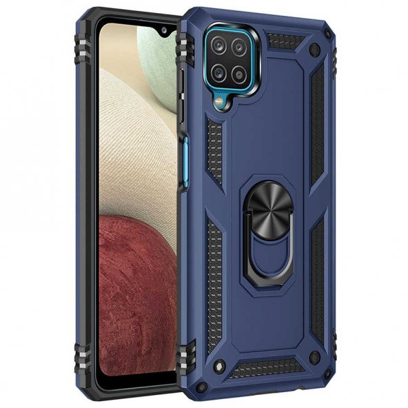 Samsung Galaxy M22 Kılıf Sofya Yüzüklü Standlı Zırhlı Silikon Kılıf - 5