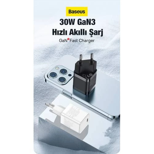 Baseus Gan3 Minimal 30W PD3.0, QC4+ PPS Ultra Hızlı Type-C Hızlı Şarj Adaptörü - 2