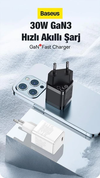 Baseus İphpne 12 13 Pro Max Şarj Gan3 30W PPS Ultra Hızlı Type-C Hızlı Şarj Adaptörü - 2