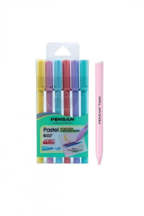 Pensan Pastel Hıghlıghter Kesik Uçlu İşaretleme Kalemi 6 Renk Kod :99096