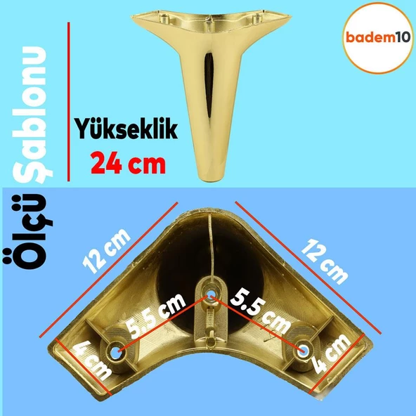 Aspen Lüks Mobilya Kanepe Koltuk Tv Ünitesi Konsol Yükseltici Ayağı Ayakları 24 Cm Gold Altın Ayak - 4