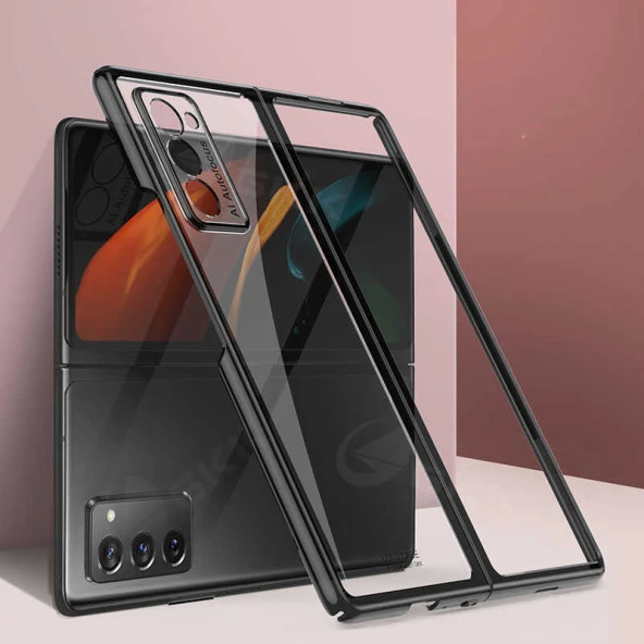 Samsung Galaxy Z Fold 2 Kılıf Zore Kıpta Kapak Lyon Tech  Siyah
