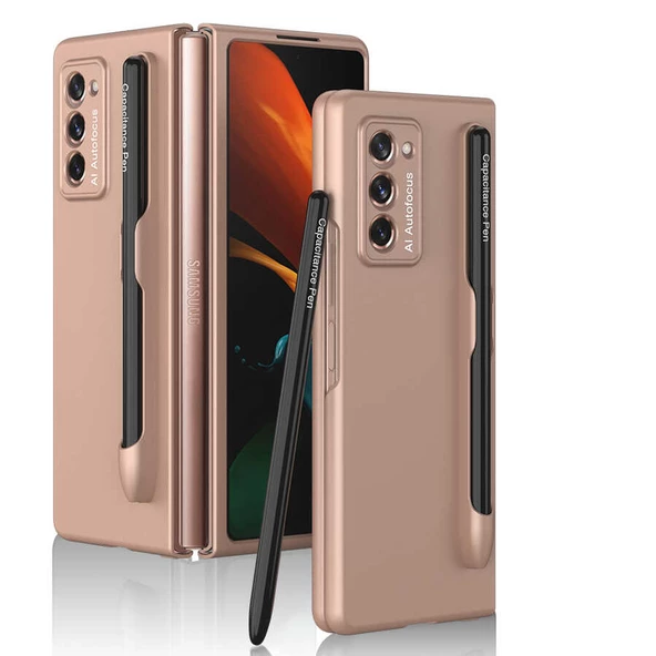 Samsung Galaxy Z Fold 2 Kılıf Zore Espen Kılıf Lyon Tech  Rose Gold