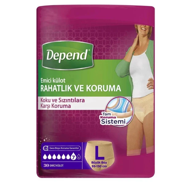 Depend Emici Külot Bayan Large 30'lu