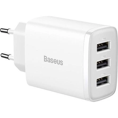 BASEUS 17W 3 USB Portlu Ultra Hızlı Şarj Adaptörü, Akım Korumalı, Akıllı Çipli Şarj Başlığı - 6