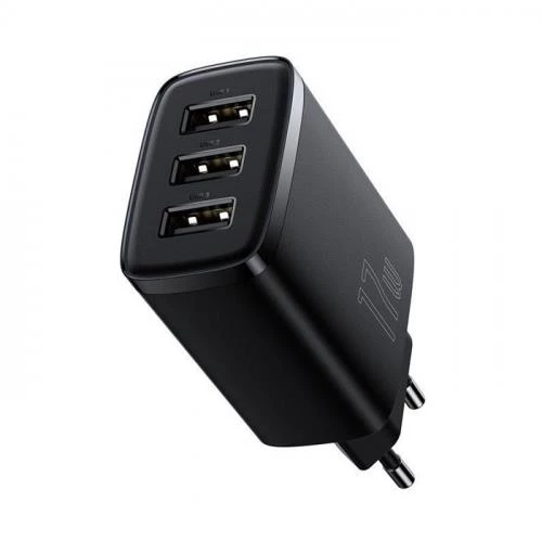 Baseus Super Şarj 3 USB Port 17W Şarj Başlığı Akım Korumalı Sertifikalı Hızlı Şarj Başlığı 3 Port