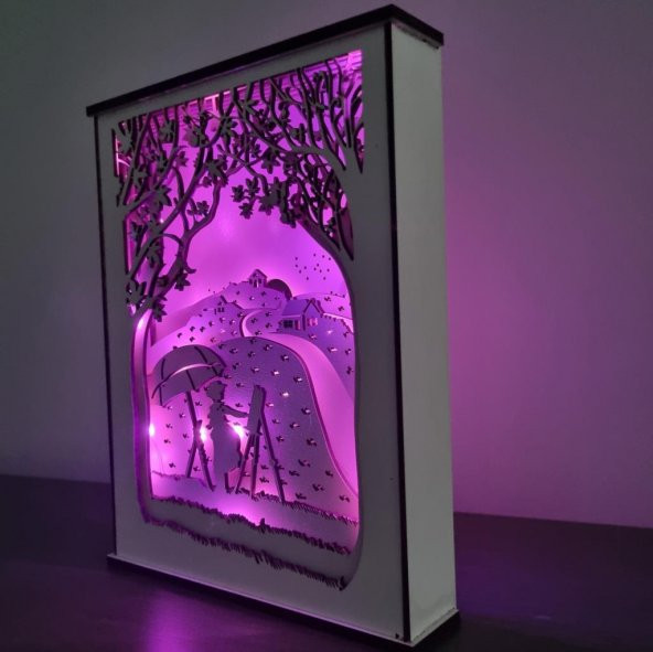 Veraart Özel Tasarım 8 Katmanlı Ahşap Dekoratif Ressam Gece Lambası - 5