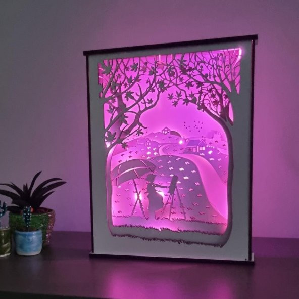Veraart Özel Tasarım 8 Katmanlı Ahşap Dekoratif Ressam Gece Lambası - 6