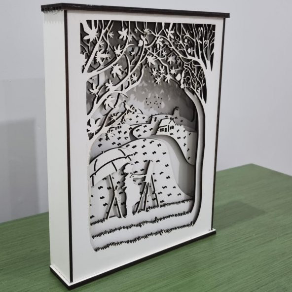Veraart Özel Tasarım 8 Katmanlı Ahşap Dekoratif Ressam Gece Lambası - 9