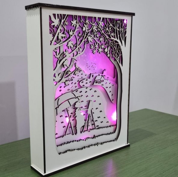 Veraart Özel Tasarım 8 Katmanlı Ahşap Dekoratif Ressam Gece Lambası - 11