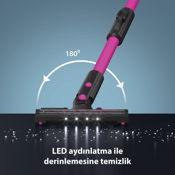 Blaupunkt A16 Şarjlı Vacumaster Kablosuz Dikey Süpürge 160W Fuşya - 8