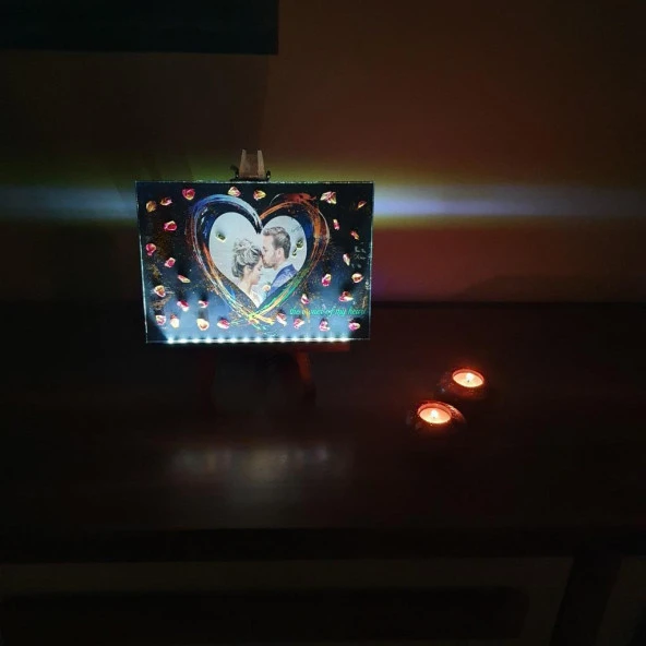 Veraart Epoksili Özel Tasarım Şövaleli Kişiselleştirilmiş Sevgilinize Özel Fotoğraflı Gece Lambası