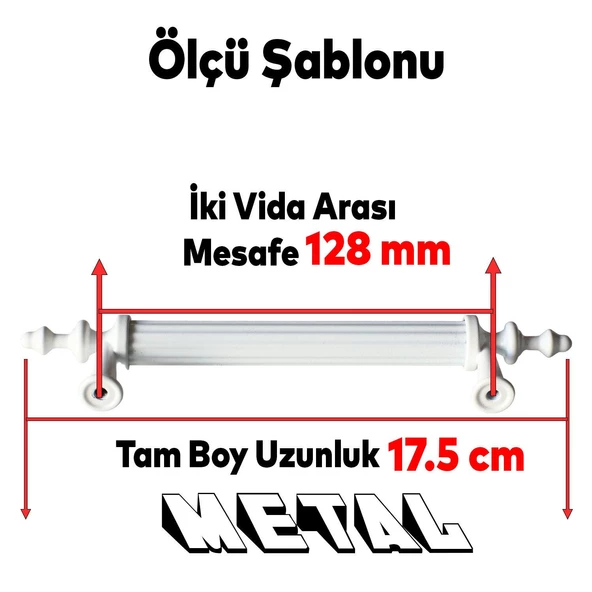 Erciyes Mobilya Mutfak Dolabı Çekmece Dolap Kapak Kulpu Kulpları Kulbu Beyaz 128 Mm Metal Kulp - Resim 3