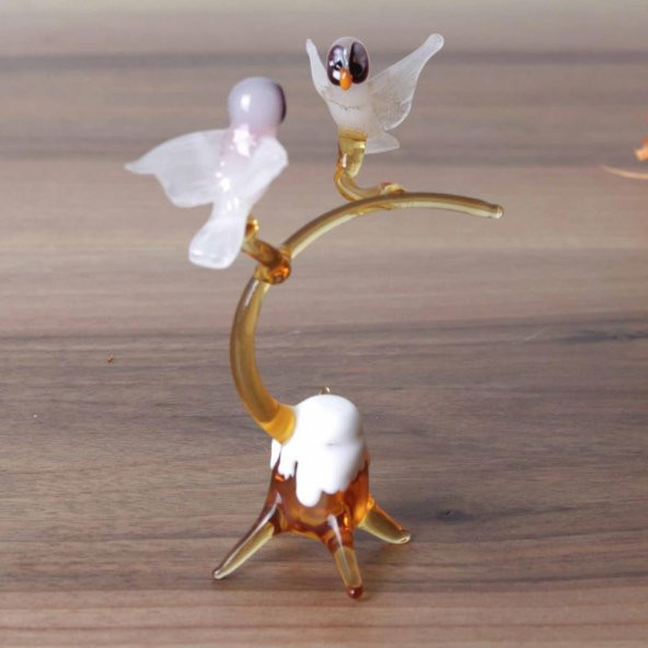 Veraart El Yapımı Murano Cam Dalda Duran Baykuş Figürlü Biblo - 3