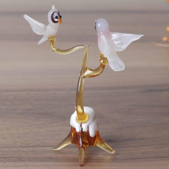 Veraart El Yapımı Murano Cam Dalda Duran Baykuş Figürlü Biblo - 4