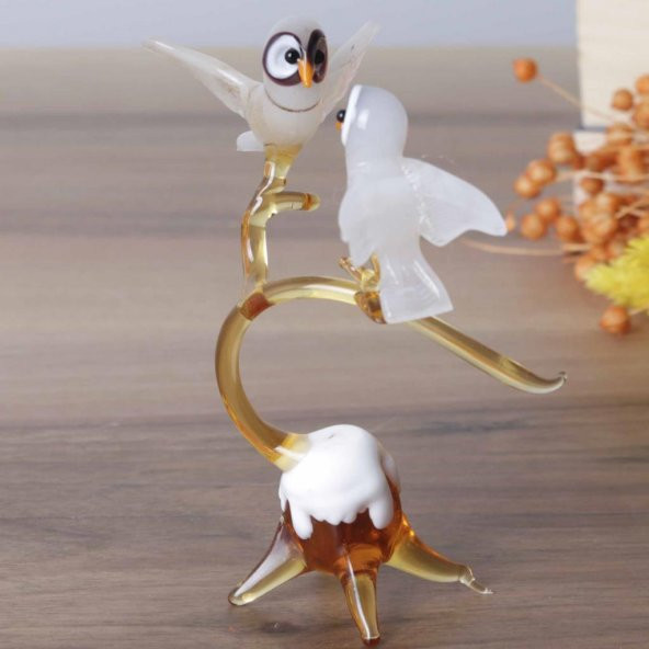 Veraart El Yapımı Murano Cam Dalda Duran Baykuş Figürlü Biblo - 7