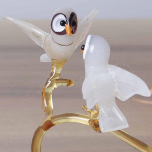 Veraart El Yapımı Murano Cam Dalda Duran Baykuş Figürlü Biblo - 8