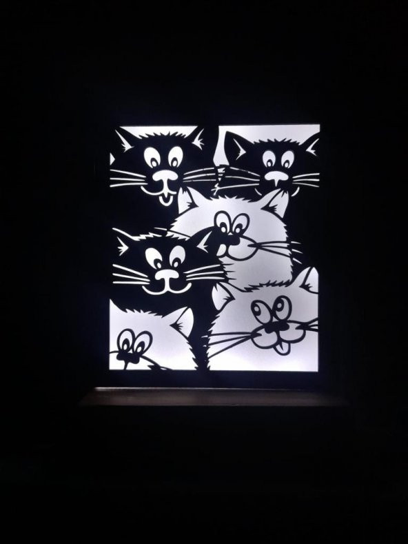 Veraart Işıklı Kişiselleştirilmiş Dekoratif Sevimli Kediler Gece Lambası - 2