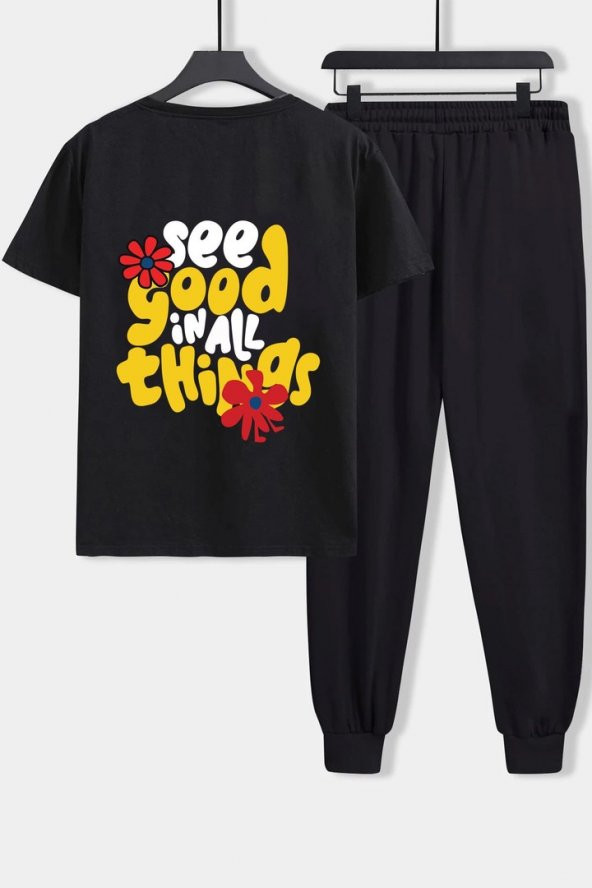 Unisex Good things Baskılı 2'li Eşofman Takımı