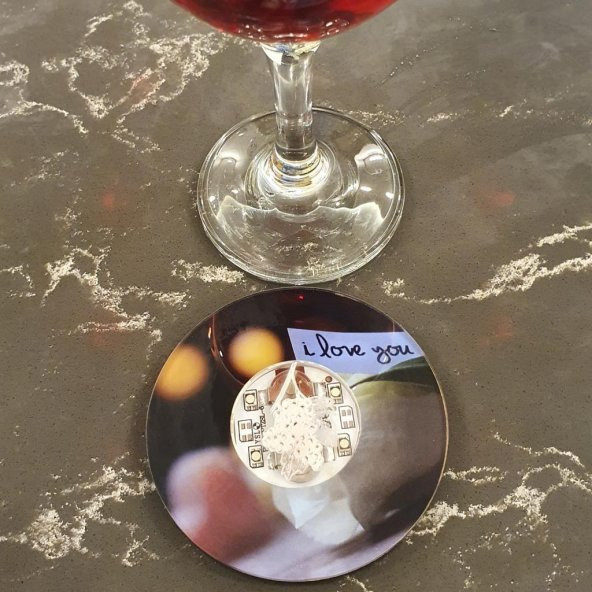 Veraart Işıklı I Love You Figürlü Şarap Bardak Altlığı 2 li - 9