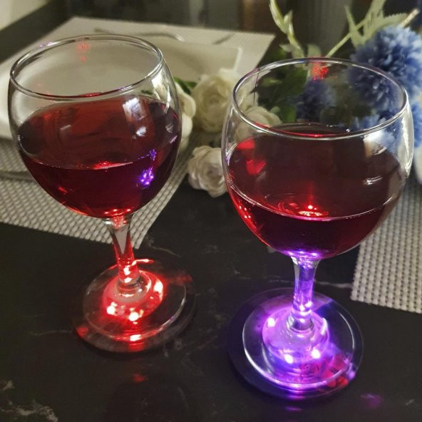 Veraart Işıklı Beyaz Gül Figürlü Şarap Bardak Altlığı 2 li - 5