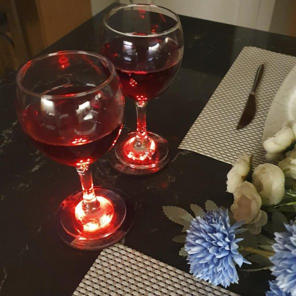 Veraart Işıklı Beyaz Gül Figürlü Şarap Bardak Altlığı 2 li - 10