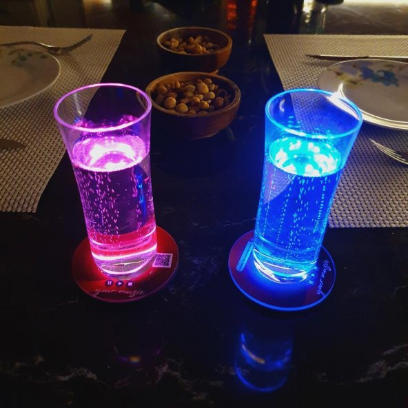 Veraart Işıklı Kişiselleştirilebilir Kendi Müziğini Yarat Karekodlu Bardak Altlığı 2 li - 5