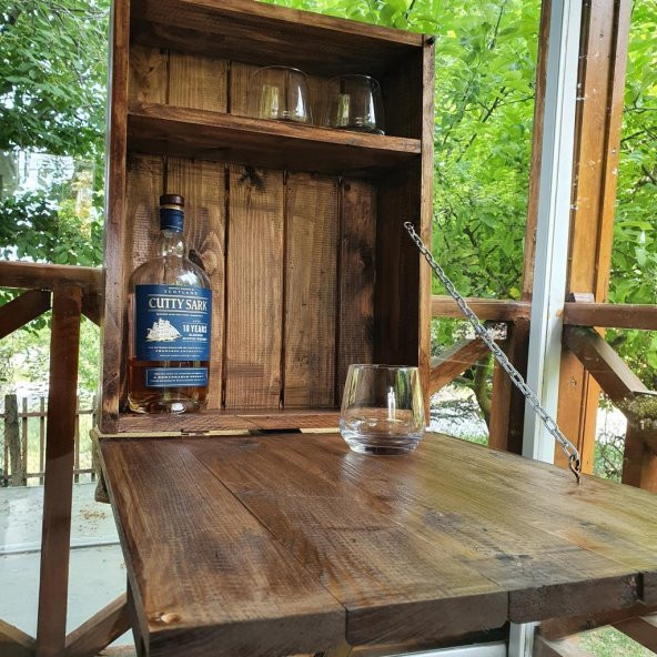 Veraart El Yapımı Whisky Rodeo Ahşap İçki Viski Dolabı - 3