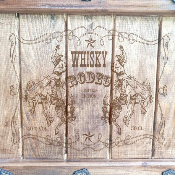 Veraart El Yapımı Whisky Rodeo Ahşap İçki Viski Dolabı - 4