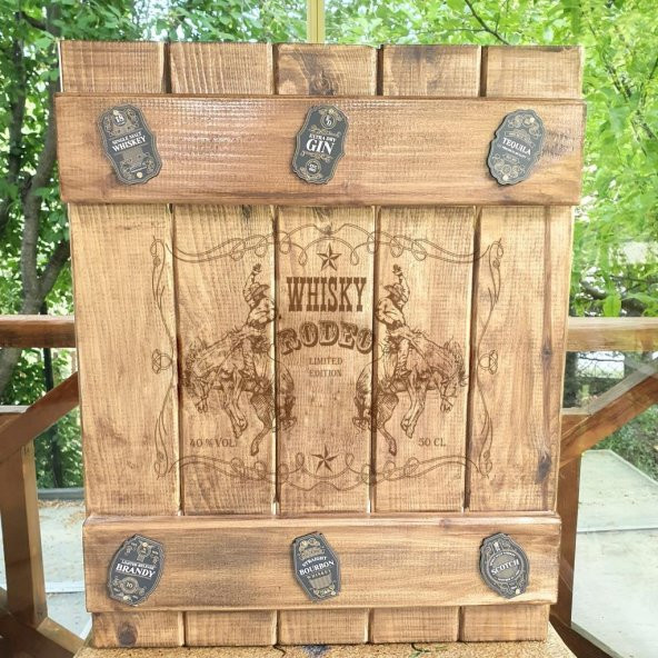 Veraart El Yapımı Whisky Rodeo Ahşap İçki Viski Dolabı - 5