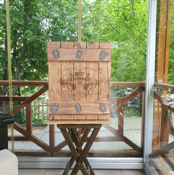 Veraart El Yapımı Whisky Rodeo Ahşap İçki Viski Dolabı - 6