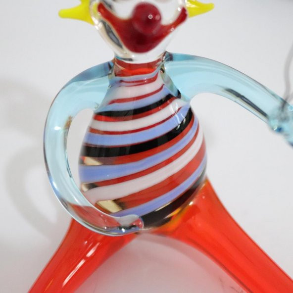 Veraart El Yapımı Murano Cam Balon Tutan Turuncu Pantolonlu Palyaço Biblo - 8