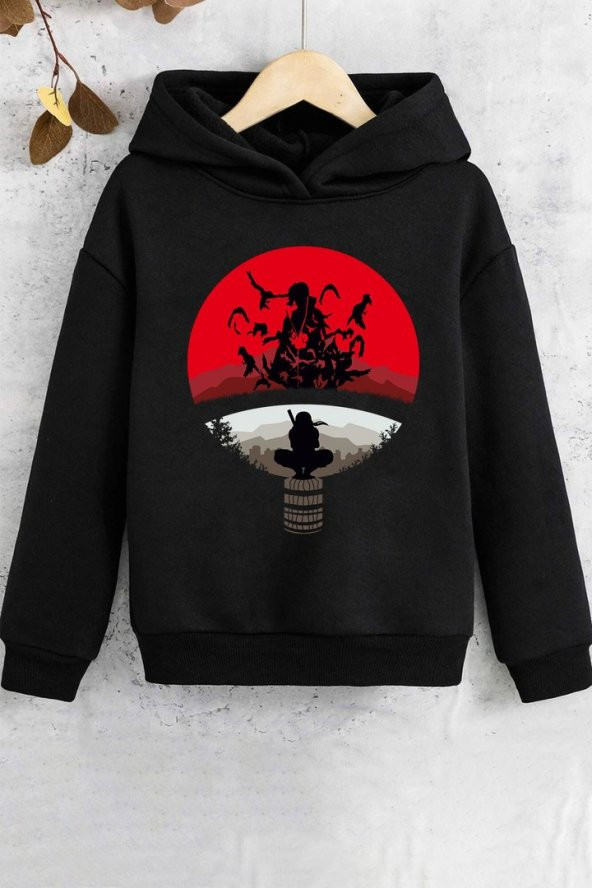 Çocuk Itachi Uchiha Baskılı Sweatshirt