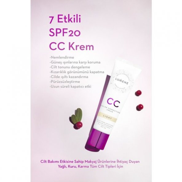 Lumene CC Cream Shade Light-7 Etkili Renk Dengeleyici CC Krem SPF 20 Açık - 2