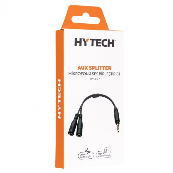 Hytech HY-X77 Siyah Audio + Mic to 3,5mm 0.15m Kulaklık Çevirici - 4