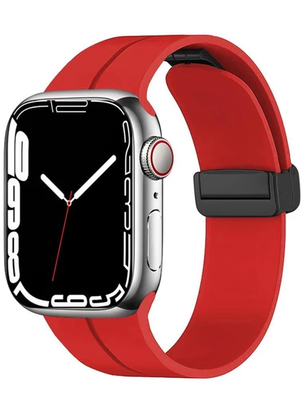 Apple Watch 44mm Manyetik Klipsli Silikon Lüx Kordon - 4