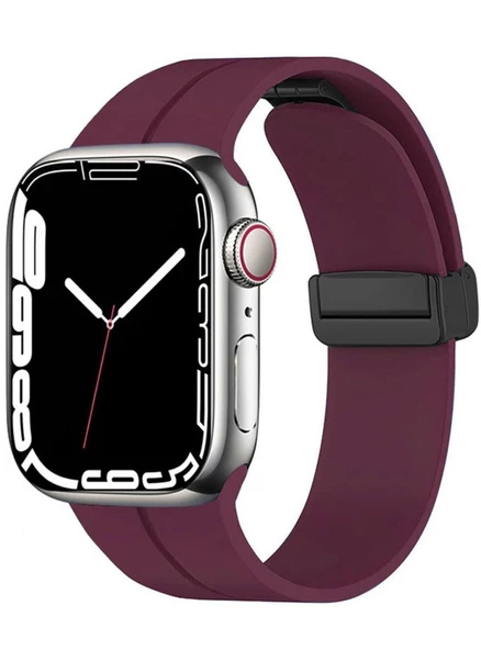 Apple Watch 44mm Manyetik Klipsli Silikon Lüx Kordon - 7