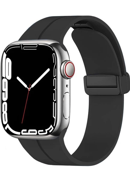 Apple Watch 44mm Manyetik Klipsli Silikon Lüx Kordon - 9