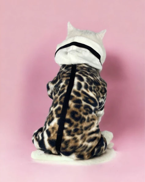 Leo Chiquee Polar Kapşonlu Duo Kedi Tulumu Kıyafeti - 3