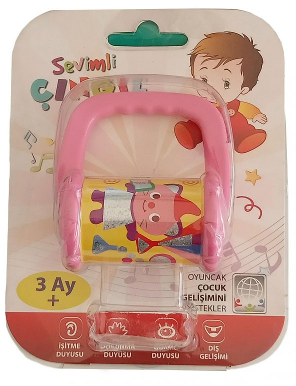 Sevimli Çıngıl Bebek Diş Kaşıyıcı Çıngırak Pembe Renk