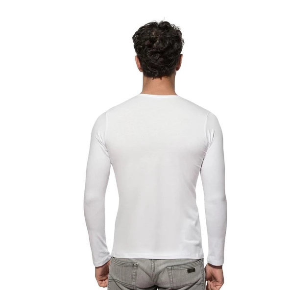 Özkan Erkek Uzunkol Kapalı Yaka Penye Likralı Fanila Atlet 0266 - Resim 2