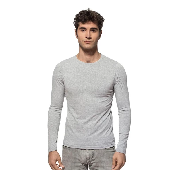 Özkan Erkek Uzunkol Kapalı Yaka Penye Likralı Fanila Atlet 0266 - Resim 4