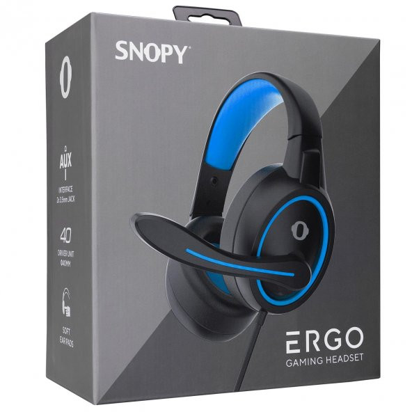 Snopy SN-GX1 ERGO Siyah/Mavi 3,5mm Gaming Oyuncu Mikrofonlu Kulaklık - 8