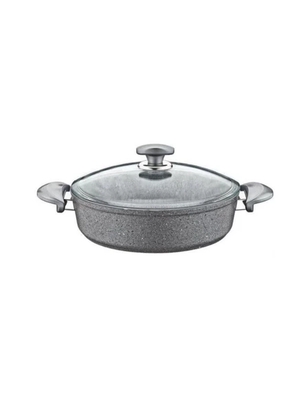 Oms GR201 Granit Gri Kısa Tencere 24 Cm