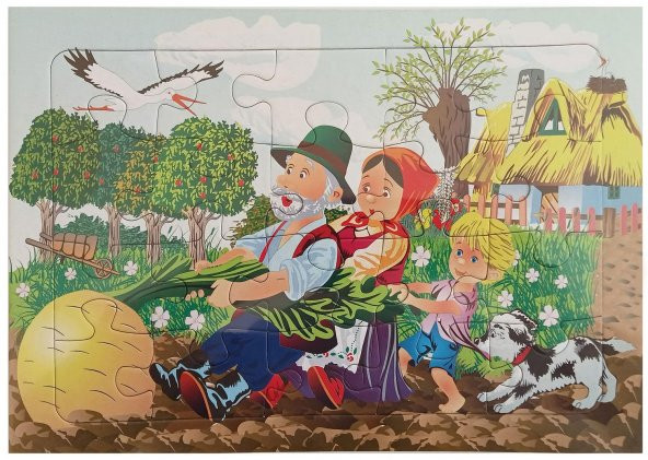 Çiftçi Ailesi Resimli Çocuk Puzzle Karton 32x23 cm