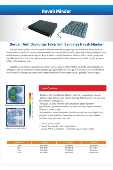Anti Decubitus Tekerlekli Sandalye Havalı Minderi (45CM-40CM-10CM) - 8